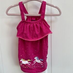 NWOT Jumping Beans 12M Girls Pink & White Magenta Unicorn Tank Top Blouse
